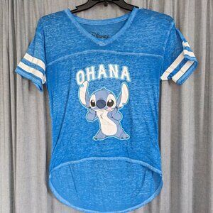 Disney Graphic T Shirt Women's L Stitch Blue High-Low Jersey Sporty Ohana